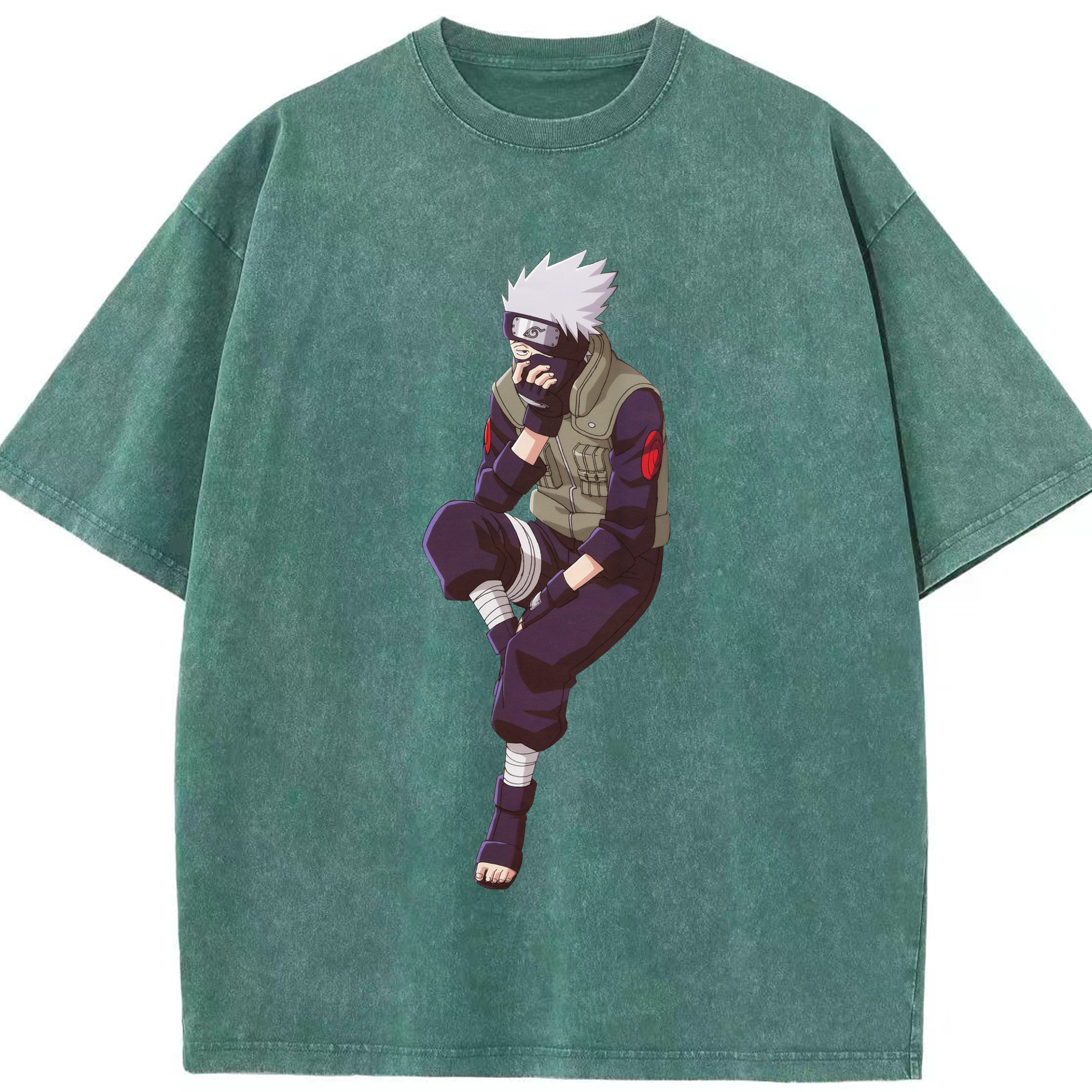（画像用） NARUTO -ナルト- はたけ カカシ Hatake Kakashi 綿100% ヴィンテージ風 半袖Tシャツ（フロントプリント）